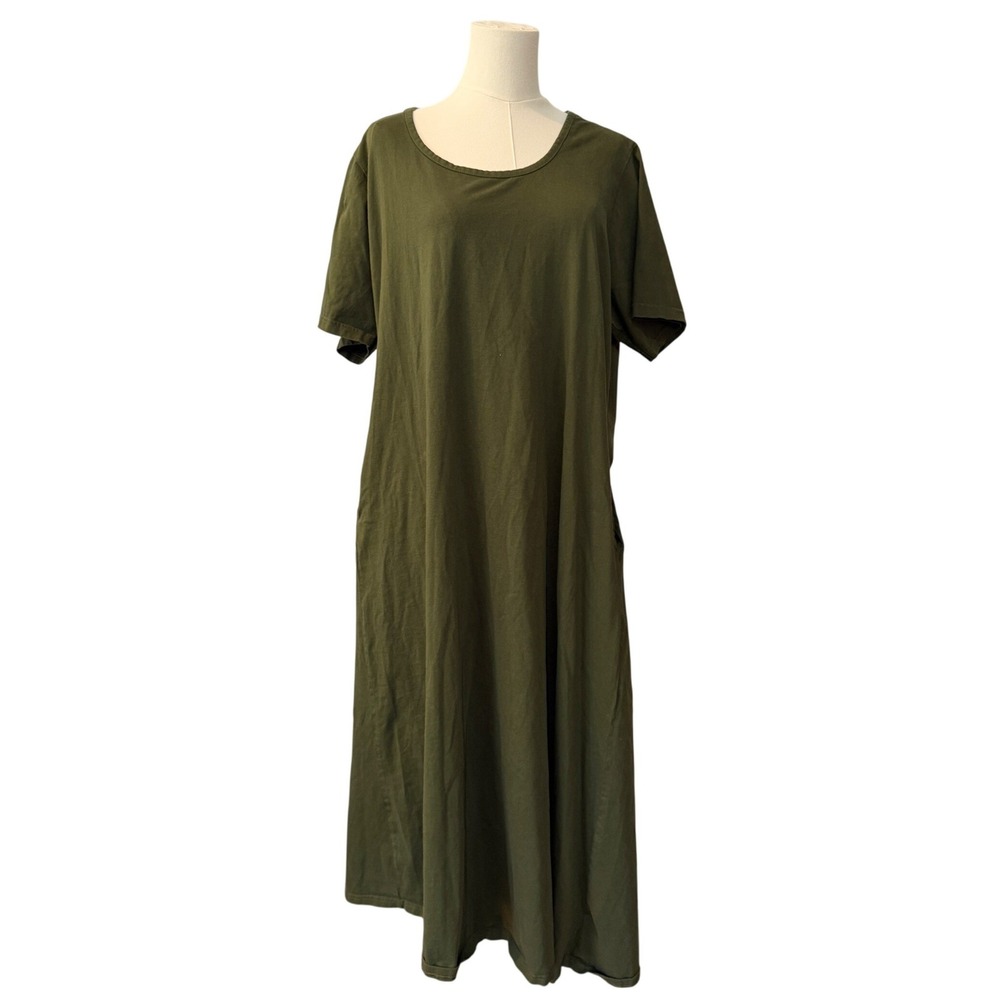 Svaha Organic Cotton‎ Short Sleeve T Shirt Dress Green Modest Minimalist Size 3X